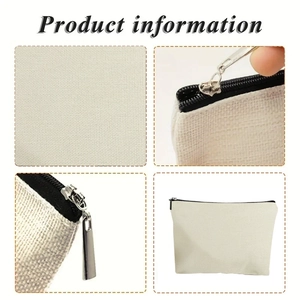 Bohemian double-sided printed canvas makeup bag with black zipper in four-grid view