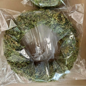 Natural dried moss wreath in clear packaging for Christmas DIY floral decoration