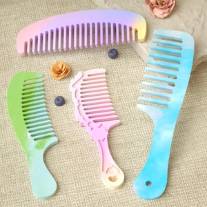 DIY silicone mold hair comb set with gradient colors and epoxy resin designs