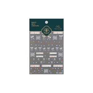 Floral gold foil nail art stickers M-1087 with delicate bow and lace patterns