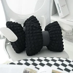 Creative black bow-shaped throw pillow in popcorn fabric for chairs and beds