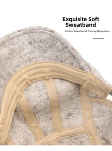 Detail of soft cotton sweatband and breathable grey fabric on vintage newsboy cap