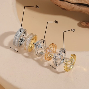 Anelli aperti minimalisti in zircone con finiture oro e argento per moda femminile