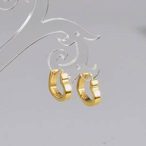 French luxury heart-shaped gold plated titanium steel hoop earrings for women