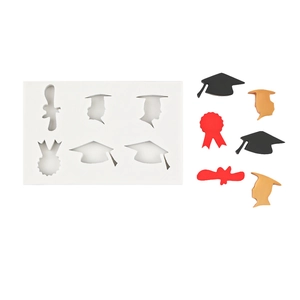 Stampo in silicone per laurea per resina e cioccolato con cappelli da laureato