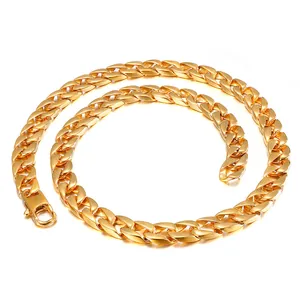 Classic golden cuban link necklace for men and women with secure lobster clasp finish