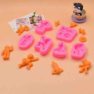 Astronaut themed silicone mold set for cake decorating and chocolate crafting