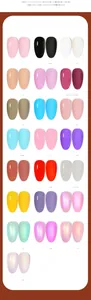 22 colors of solid nail gel polish showing glossy and matte finishes side by side
