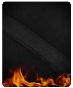 Detail of warm black fleece lining and reinforced woven strap for winter cap protection