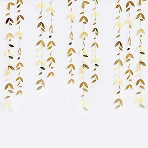 Golden leaf garland banner for wedding and birthday party hanging decorations