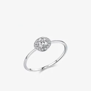 Halo Ring 925 Sterling Silver With Round Cubic Zirconia Minimalist Elegant Jewelry For Women