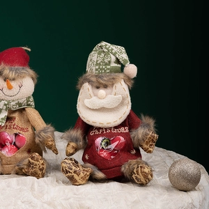 Christmas gift bags with Santa and Snowman featuring a clear heart window and embroidery