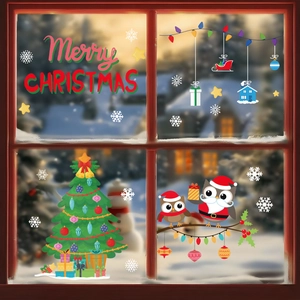 Autocollants De Fenêtre De Noël Électrostatiques PVC Père Noël Bonhomme De Neige Double Face Décoration De Fête