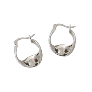 Minimalist S925 sterling silver hoop earrings with twisted geometric design for women