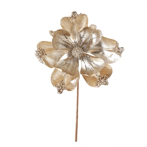 Champagne gold artificial Christmas flower with glitter sequins for festive home decor