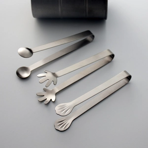 Sugar Tongs Stainless Steel Mini Food Ice Cubes Coffee Fruit Service Tongs Creative Shell Round Palm Shapes Accessories