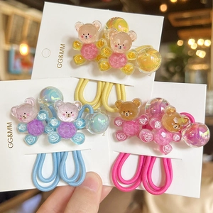 Élastiques à Cheveux Ours de Dessin Animé pour Enfants Filles Bandes Élastiques en Résine Ornement Porte-Queue de Cheval