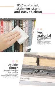 Waterproof PVC book storage bag with smooth double zippers for dustproof protection