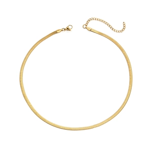 Minimalist 18K gold plated stainless steel snake chain necklace with lobster clasp