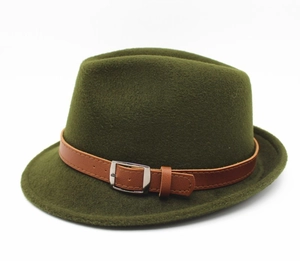 Women Retro Woolen Fedora Hat Wide Brim British Style Felt Jazz Hat With Leather Belt Buckle Winter Warm Fashion Accessory