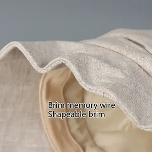 Chapeau bob en lin pour femme avec bord à mémoire de forme pour protection solaire