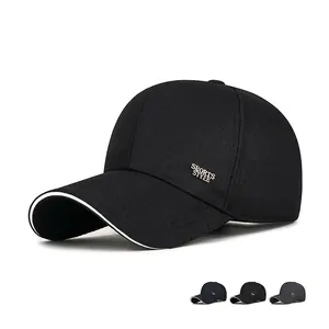 Business Casual Baseball Cap Polyester Sports Metal Label Curved Brim Adjustable Sun Protection Men Outdoor Hat