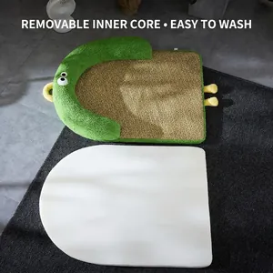 Cartoon frog pet cooling bed with a removable foam inner core for easy cleaning and wash
