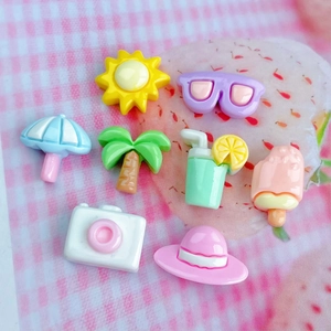 Summer vacation resin accessories featuring palm tree sun hat sunglasses for DIY crafts