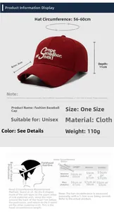 Size chart for American vintage baseball cap with detailed measurements and head guide