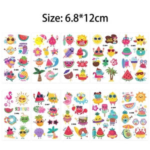 Glitter summer waterproof temporary tattoos for kids with mermaid and dinosaur patterns