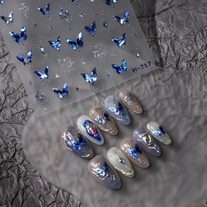 Autocollants Pour Ongles Papillon Bleu Laser Holographique Auto-Adhésifs Décoration De Manucure Papillon Pour Femmes