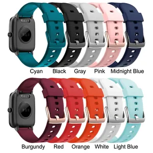 Universal 19mm silicone replacement watch straps in ten vibrant colors with metal buckles