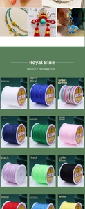 Detailed grid of 72# nylon jewelry cord spools in 12 vibrant colors for DIY weaving