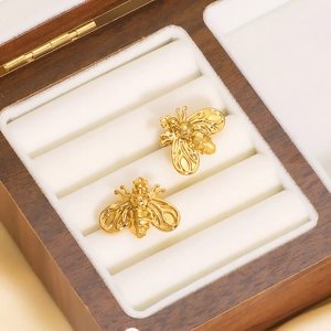 Bee Stud Earrings 18K Gold Plated Stainless Steel Dainty Insect Animal Jewelry For Women Minimalist Aesthetic