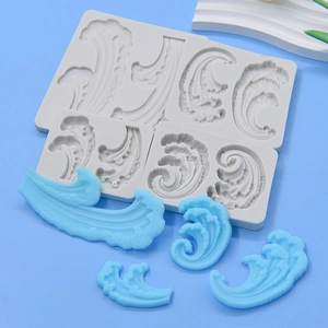 Moule en silicone vagues de l'océan pour décoration de gâteaux DIY et créations artisanales