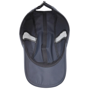 Breathable quick-dry dark grey baseball cap with mesh panels and adjustable buckle strap