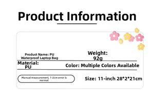 Detailed specifications of the waterproof PU leather 11-inch laptop sleeve and its size