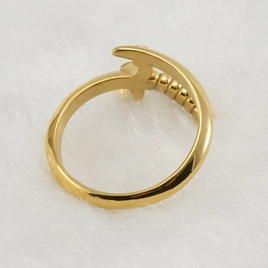 18K gold plated stainless steel nail ring in a minimalist vintage style for men and women