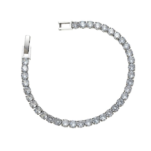 Bracelet tennis hip-hop unisexe en argent avec une rangée de zircons étincelants