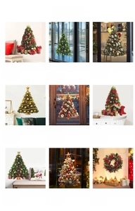 Detailed grid showing diverse 3D Christmas hanging basket wall stickers and festive decals