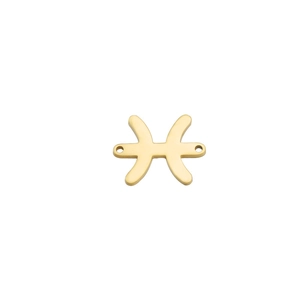Golden Pisces zodiac charm connector in polished stainless steel for DIY jewelry making
