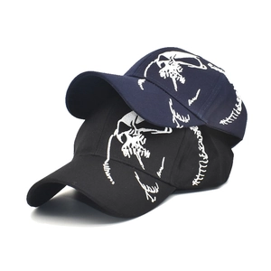 Skeleton Skull Embroidery Baseball Cap Cotton Twill Peaked Hat Adjustable Outdoor Sunshade Streetwear For Men Women