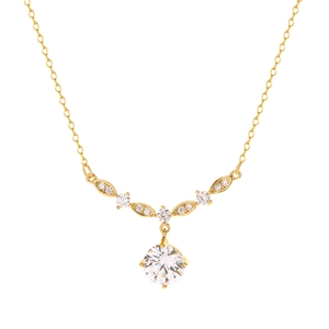 S925 Sterling Silver Round Zirconia Pendant Necklace For Women Light Luxury Dainty Wave Design Clavicle Chain Jewelry Gift