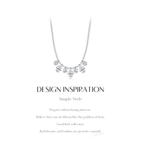 Detailed view of S925 silver necklace with pear and round cut cubic zirconia stones