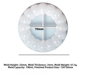 Detailed view of bubble silicone mold showing 138mm diameter and technical specifications