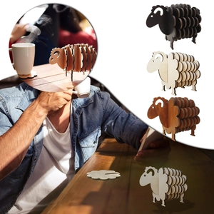 Sheep Shaped Coaster Wood Anti Slip Heat Resistant Creative Animal Desktop Ornament Kitchen Restaurant Decor Accessory