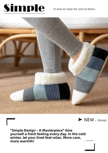 Detailed knit pattern on cozy winter thermal socks with thick white faux fur collar