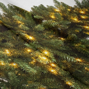 Detailed close-up showing the twill texture and festive Christmas tree print on the tapestry