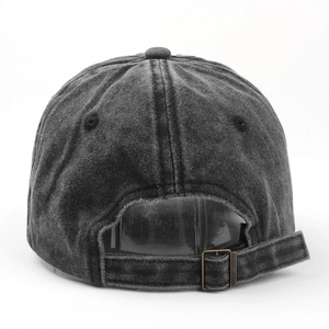 Vintage gewaschene Baseballkappe in Anthrazit mit verstellbarer Metallschnalle hinten
