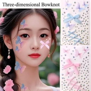 3D butterfly face stickers with colorful rhinestones for fairy makeup and stage decor